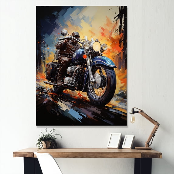 Designart "Fantasy Journey On A Motorcycle" Motorcycle Canvas Prints
