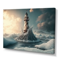 Designart Fantasy Lighthouse In The Arctic Ocean II Canvas Wall Art