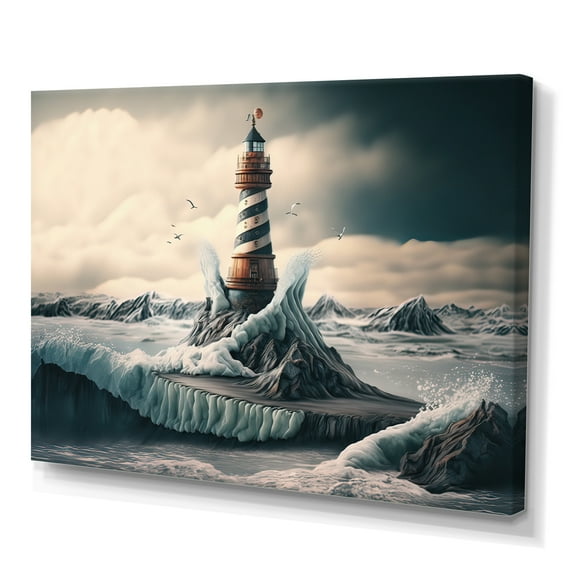 Designart Fantasy Lighthouse In The Arctic Ocean IV Canvas Wall Art
