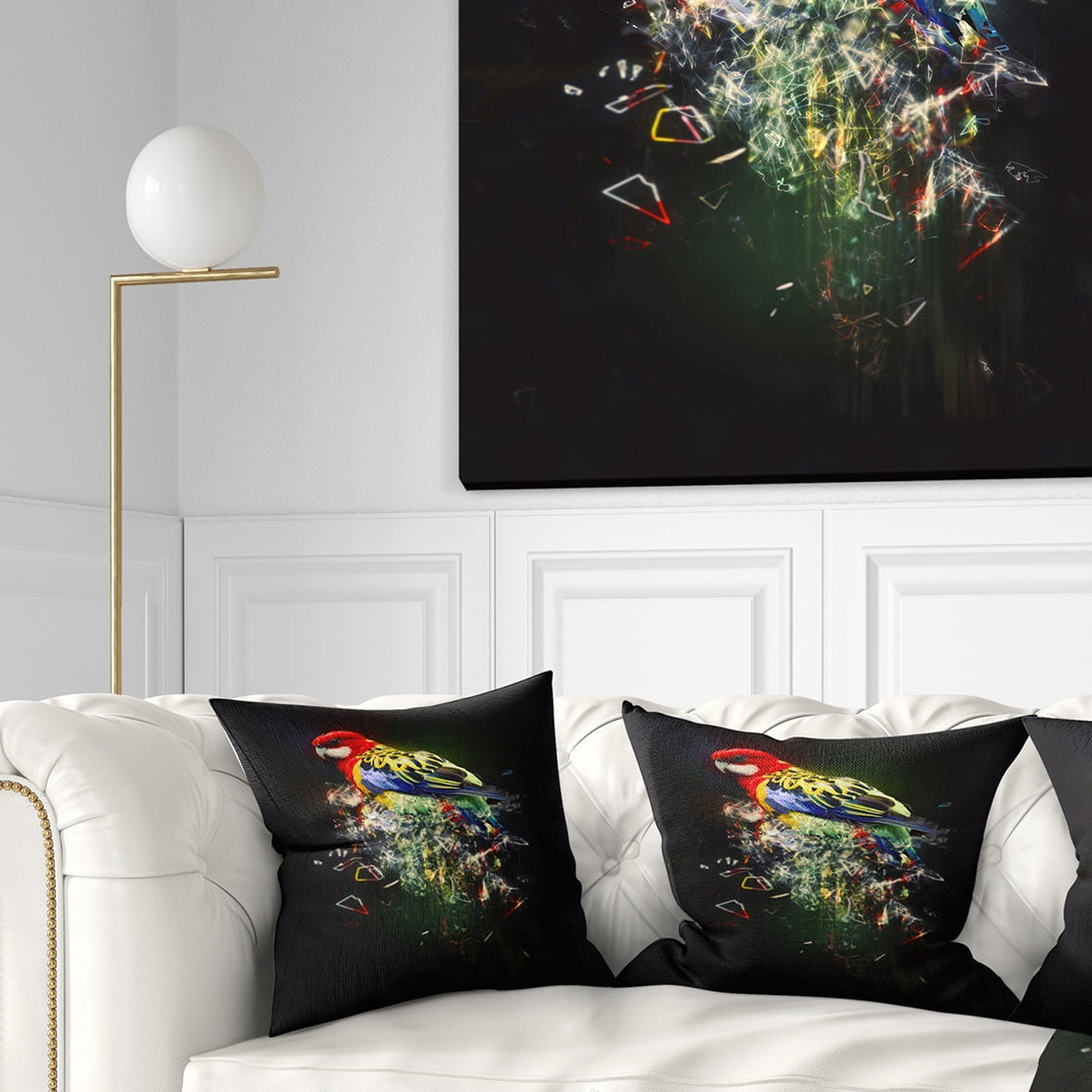 Designart Fantasy Parrot on Branch - Animal Throw Pillow - 18x18