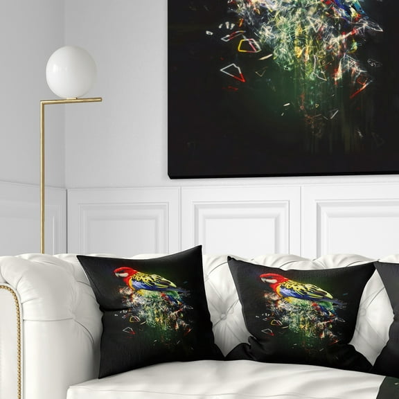 Designart Fantasy Parrot on Branch - Animal Throw Pillow - 18x18