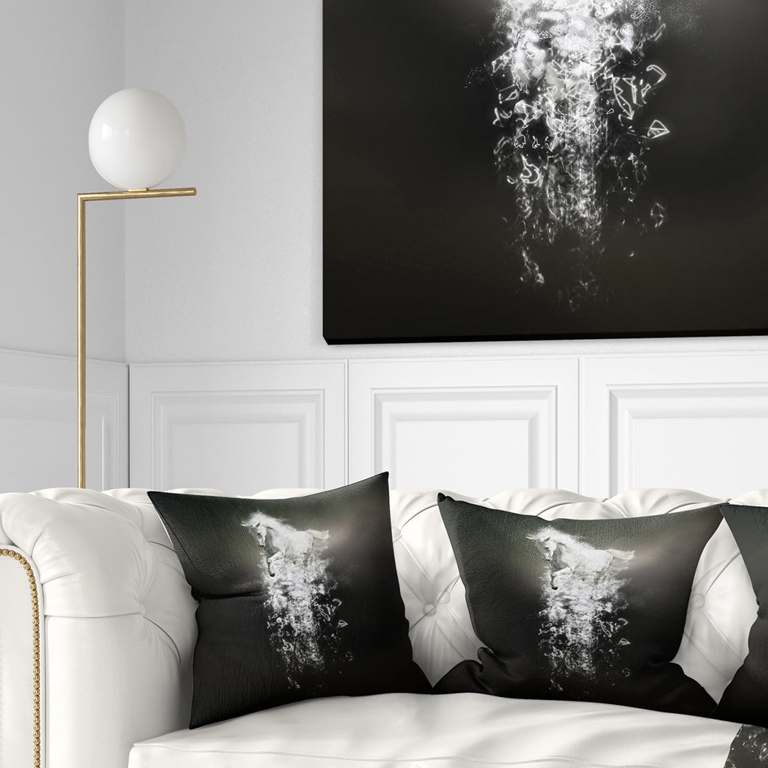 Designart Fantasy White Horse Running - Animal Throw Pillow - 18x18