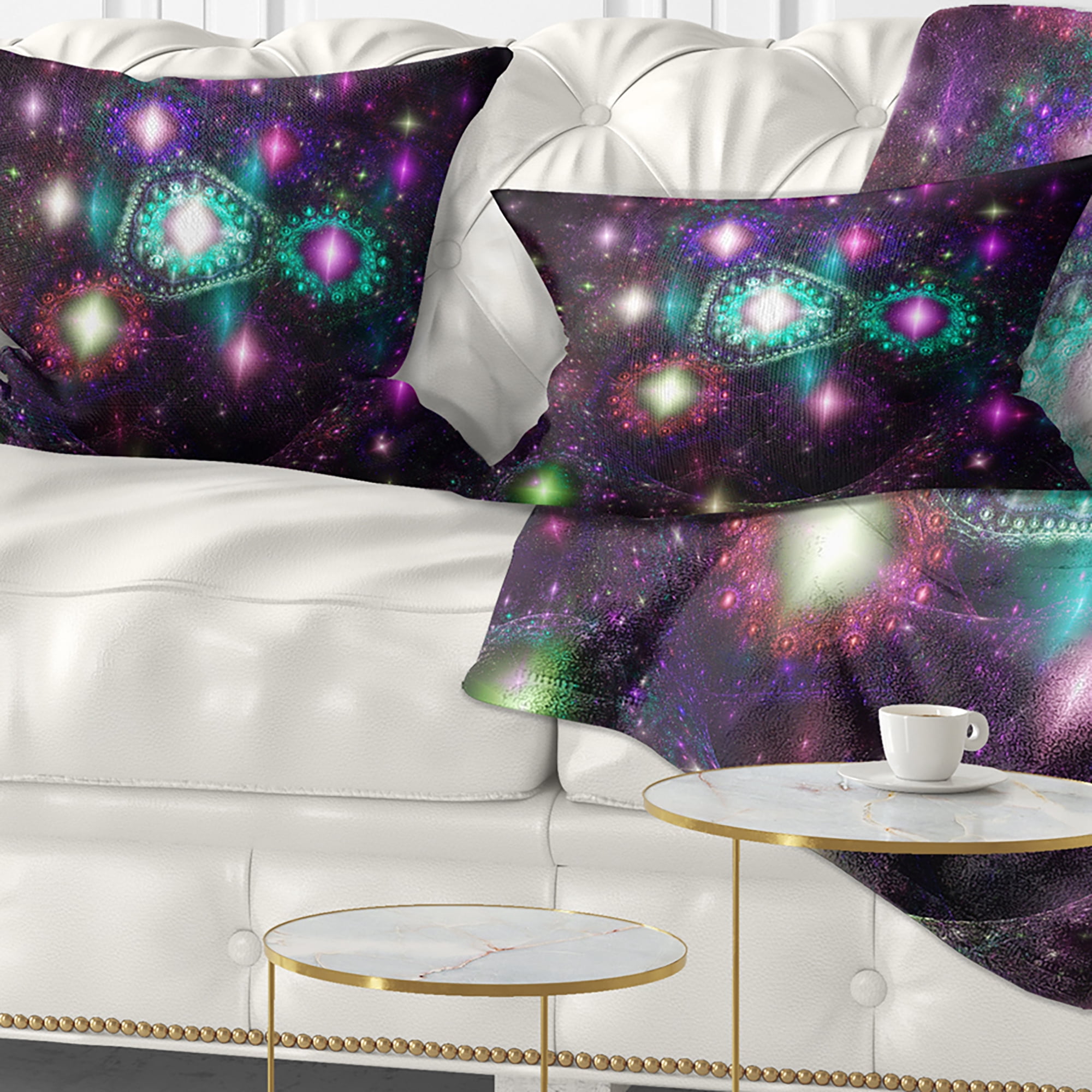 Designart Far Bright Colorful Space Galaxy - Abstract Throw Pillow - 12x20