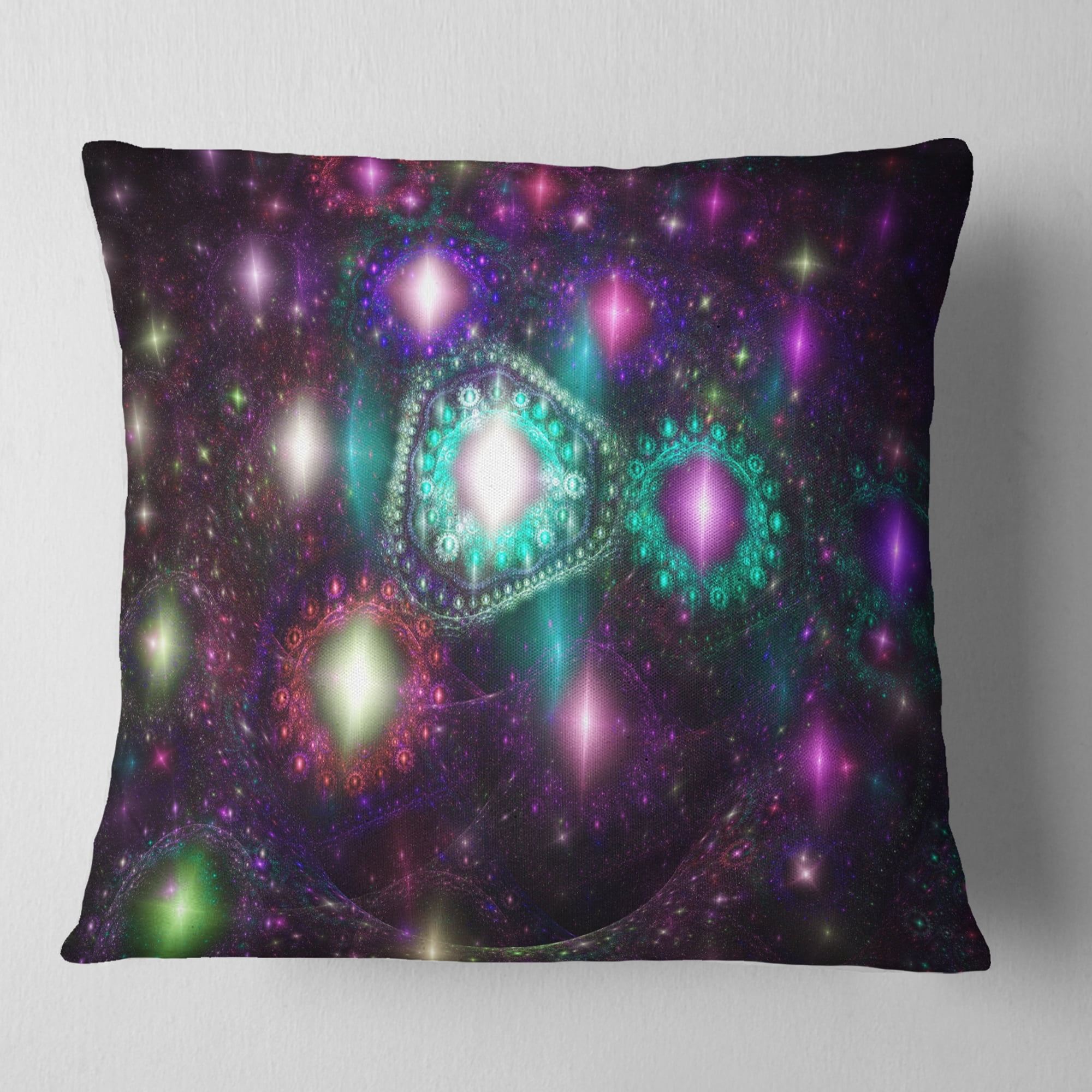 Designart Far Bright Colorful Space Galaxy - Abstract Throw Pillow - 16x16