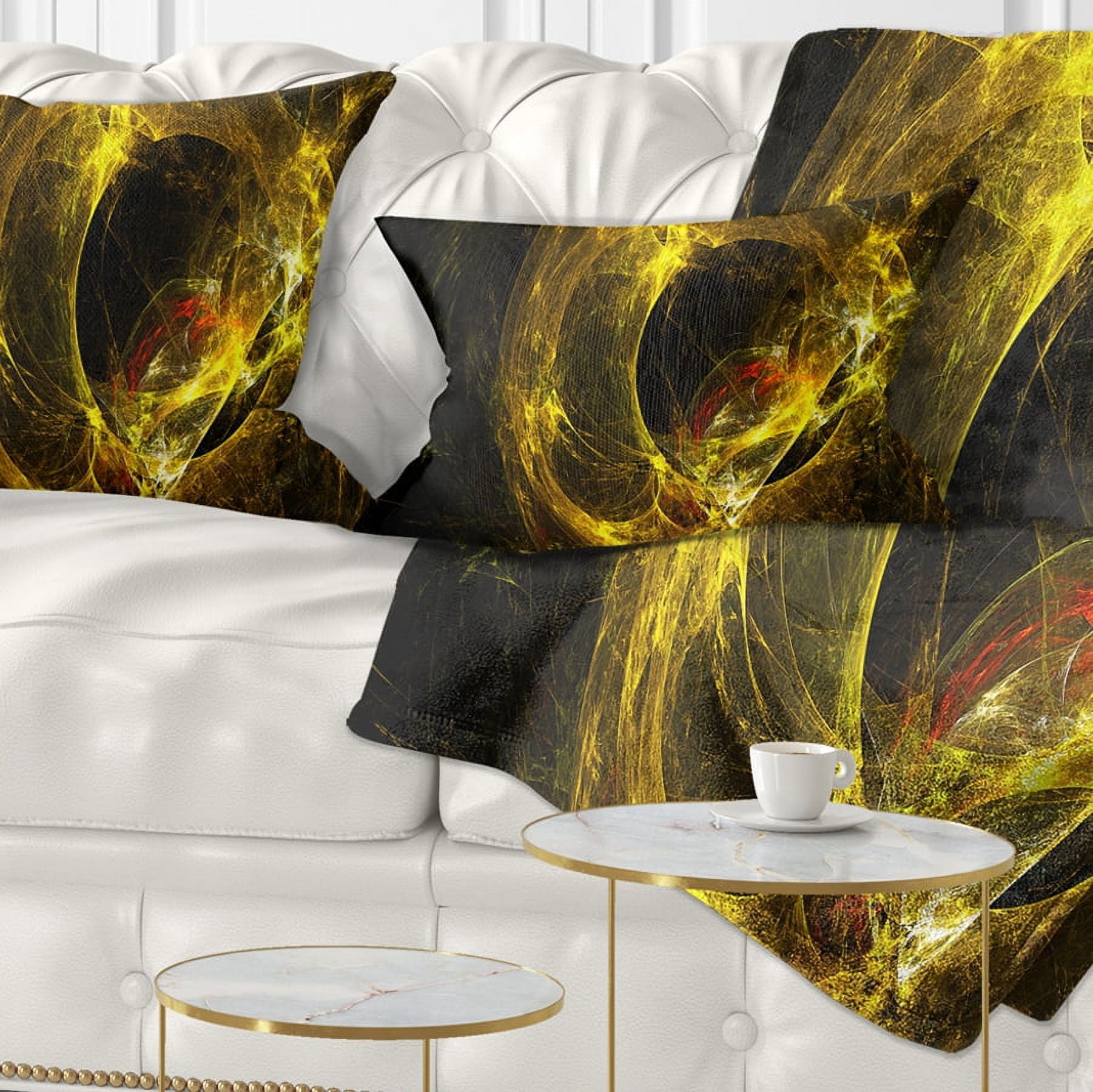 Designart Far Spherical Galaxy Golden - Abstract Throw Pillow - 12x20