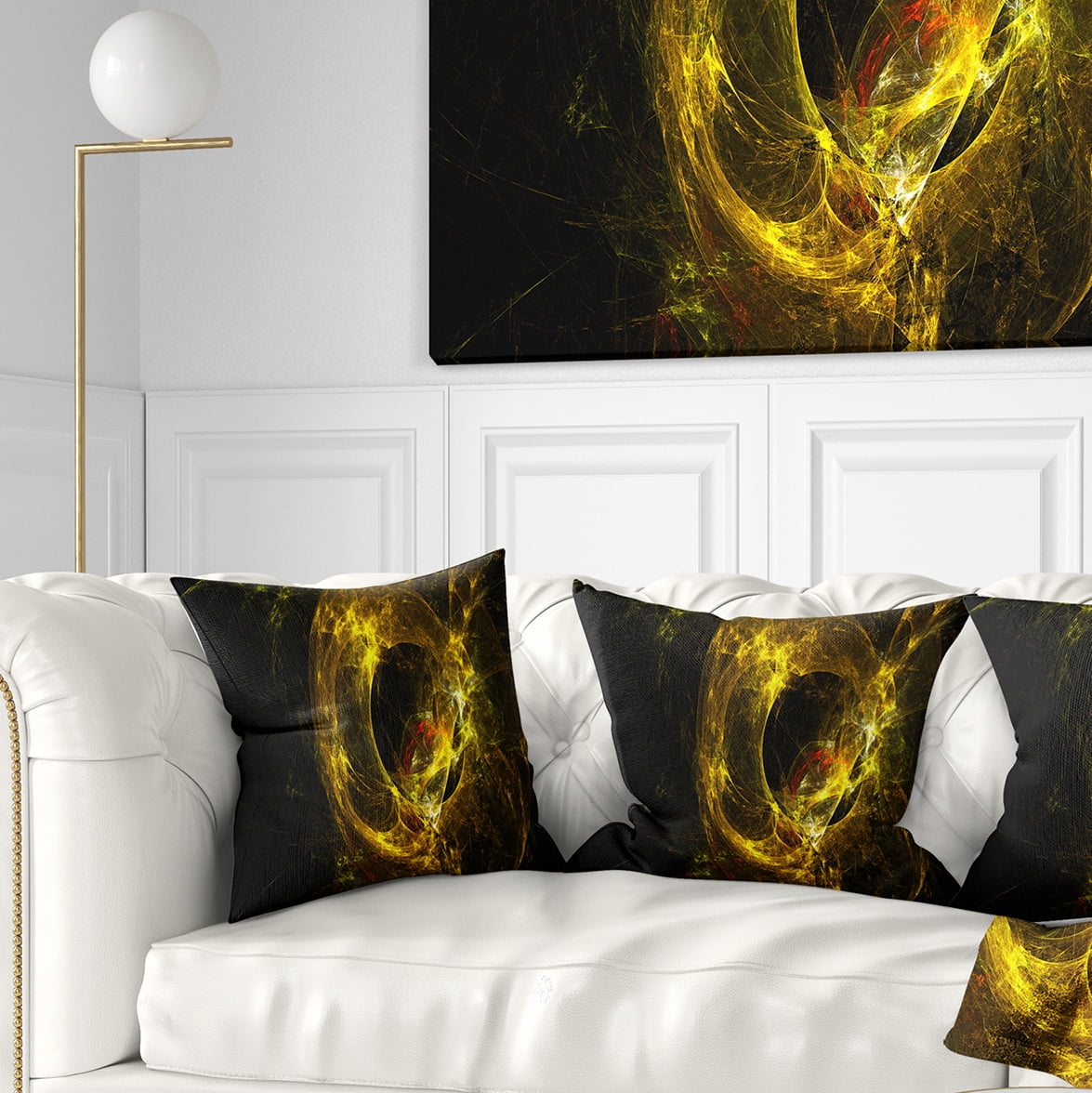 Designart Far Spherical Galaxy Golden - Abstract Throw Pillow - 16x16