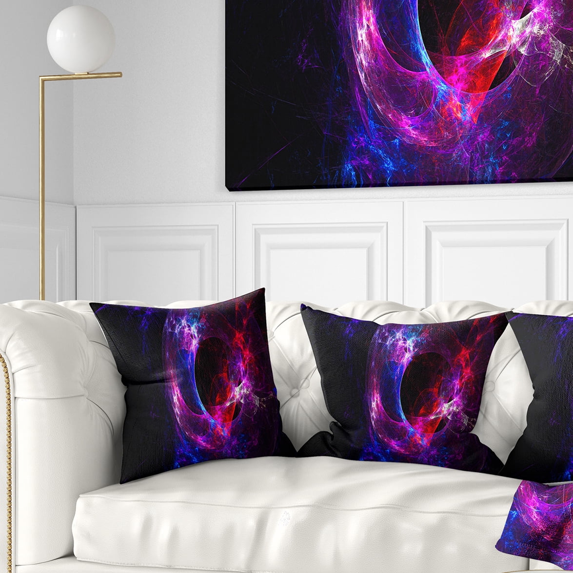 Designart Far Spherical Galaxy Purple - Abstract Throw Pillow - 16x16