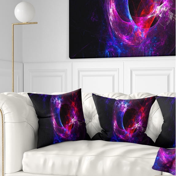 Designart Far Spherical Galaxy Purple - Abstract Throw Pillow - 16x16