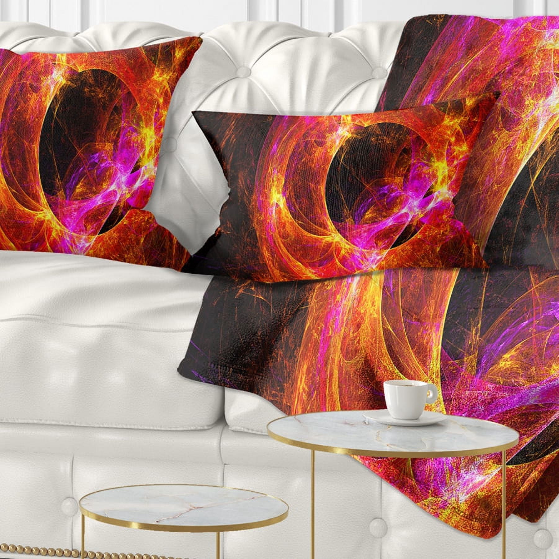 Designart Far Spherical Galaxy Red - Abstract Throw Pillow - 12x20