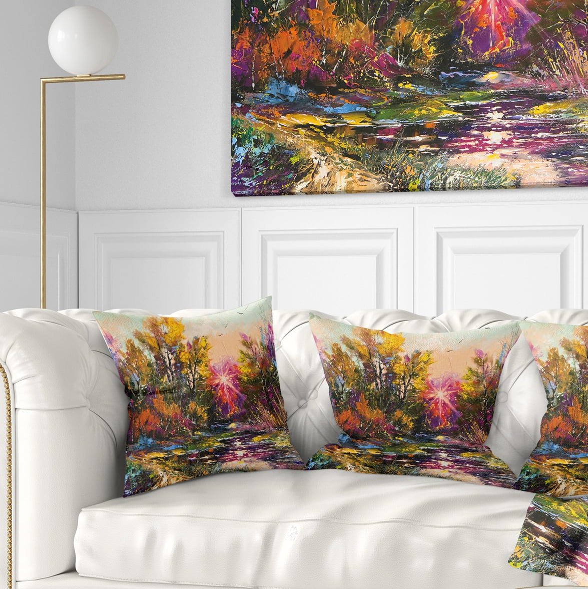 Designart Farewell to Autumn - Landscape Printed Throw Pillow - 18x18