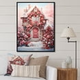 thumbnail image 1 of Designart "Farm Door Adorned with Pink Christmas Wreath I" Farm Framed Wall Art - Country Pink Farm Door Floral Entryway Framed Wall Art, 1 of 6