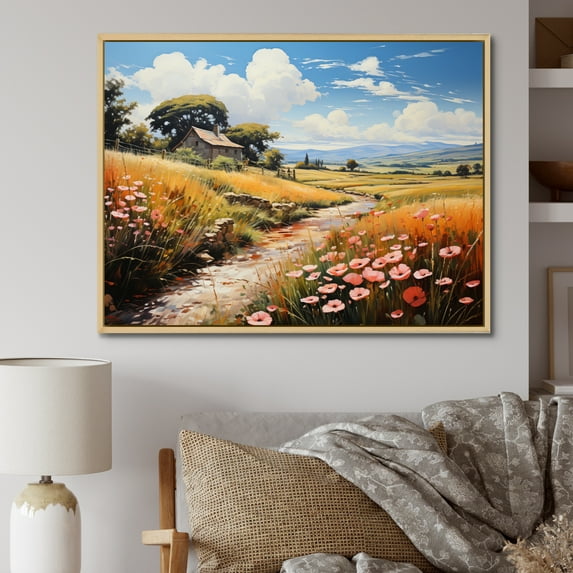 Designart "Farm Fauvist landscapes I" Farm Floater Framed Wall Art Print