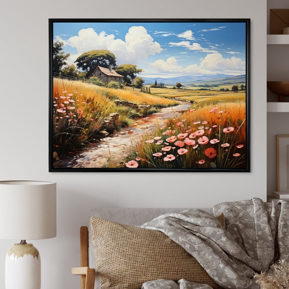 Designart "Farm Fauvist landscapes I" Farm Floater Framed Wall Art Print