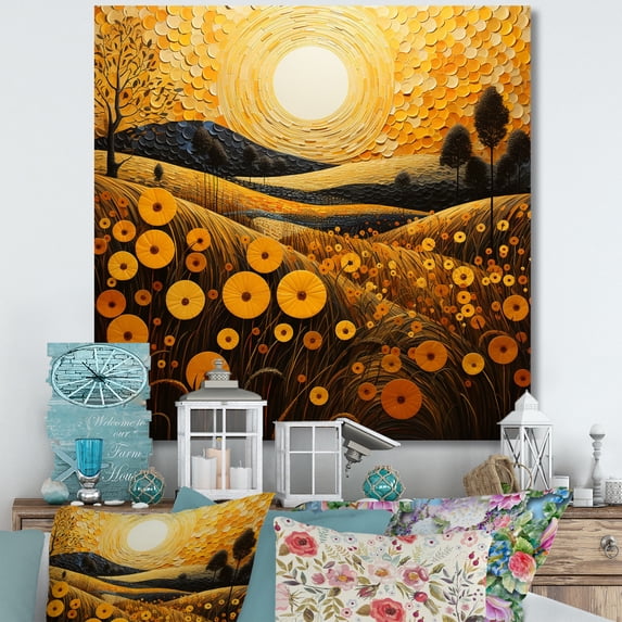 Designart "Farm Golden Harvest Painting II" Farm Canvas Wall Art