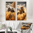 thumbnail image 1 of Designart "Farm Harvesting Gold landscape IV" Farm Framed Wall Art Set Of 2 - Yellow Landscapes Frame Gallery Set For Office Decor, 1 of 7