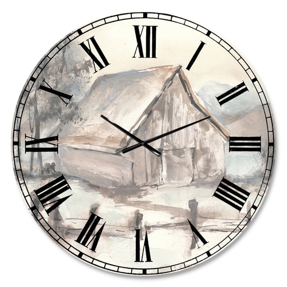 Designart 'Farmhouse Barn Grey VII' Farmhouse Wall Clock