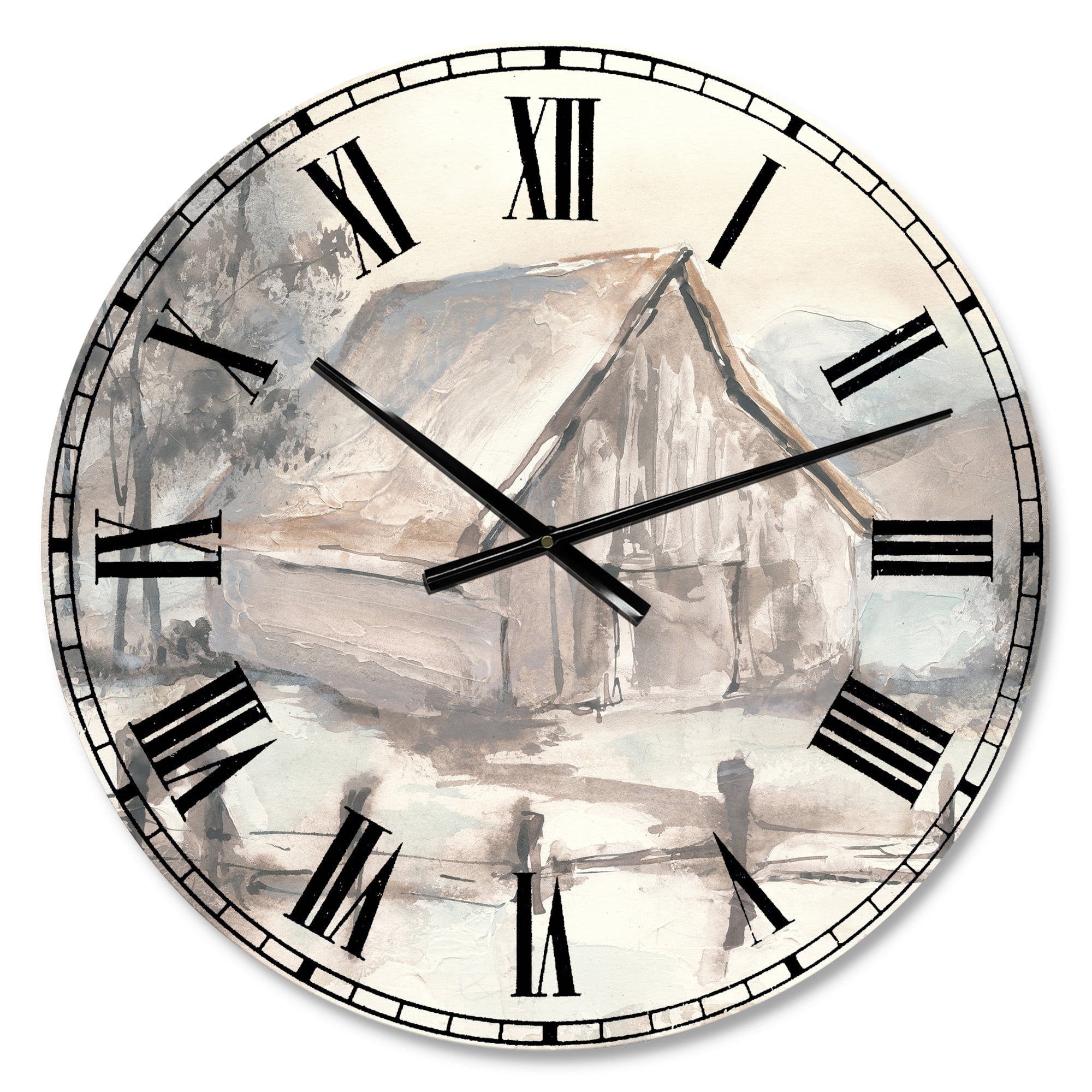 Designart 'Farmhouse Barn Grey VII' Farmhouse wall clock