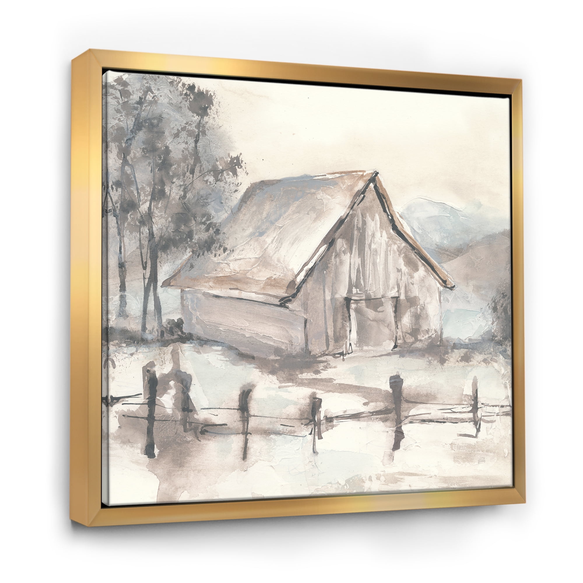 Designart ' Farmhouse Barn Grey VII ' Modern Farmhouse Framed Canvas