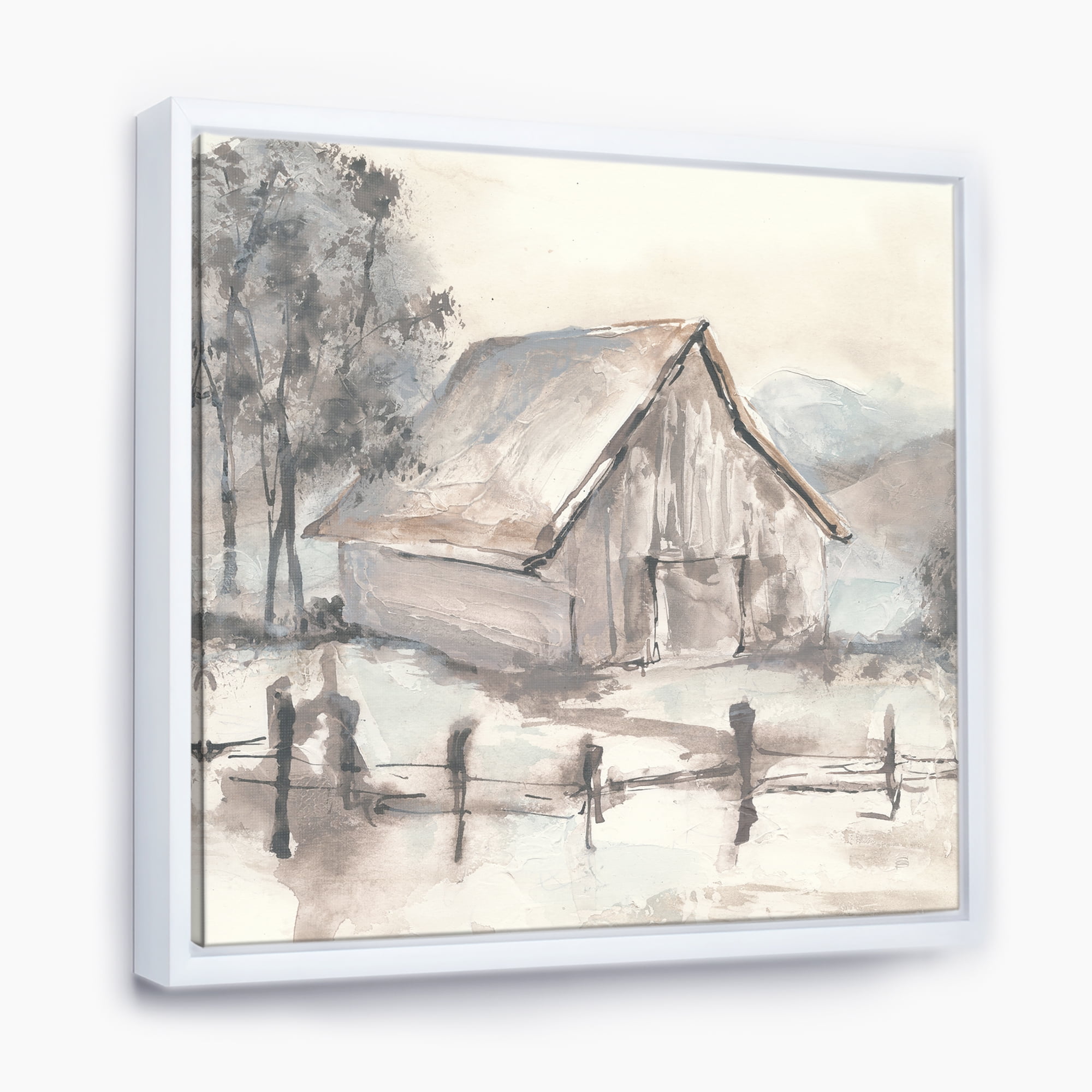 Farmhouse Barn Grey Framed Canvas Art, 30" x 30"