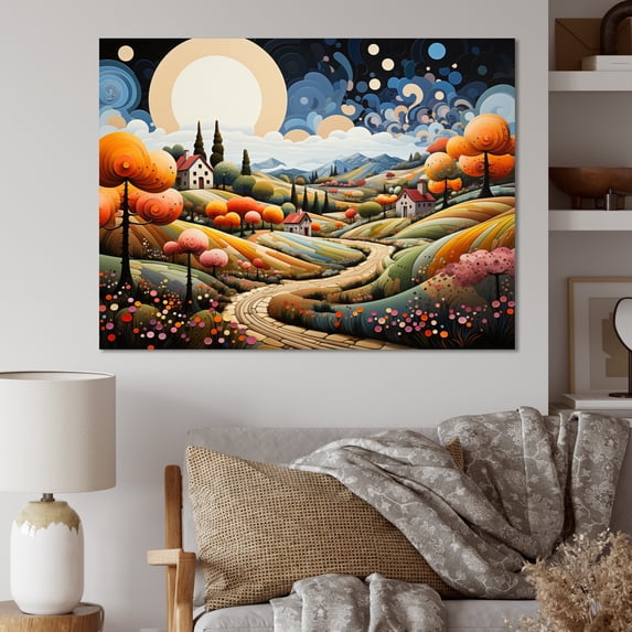 Designart "Farmhouse Farmstead Abstraction Painting III" Modern Canvas Print
