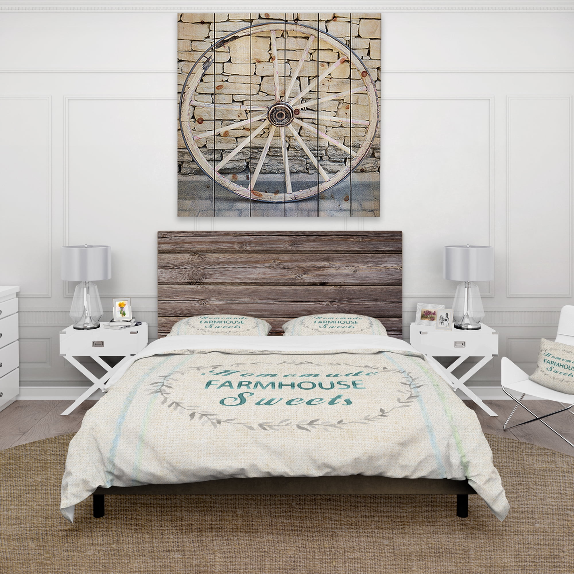 Designart 'Farmhouse Florals IX' Farmhouse Duvet Cover Set