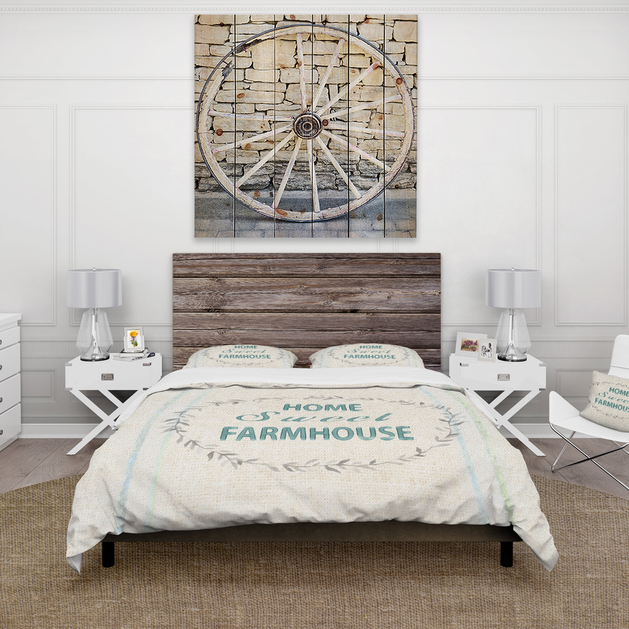Designart 'Farmhouse Florals XII' Farmhouse Duvet Cover Set