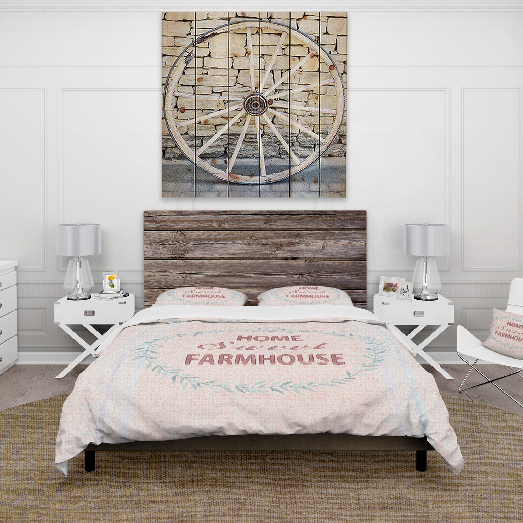 Designart 'Farmhouse Florals XIV' Farmhouse Duvet Cover Set