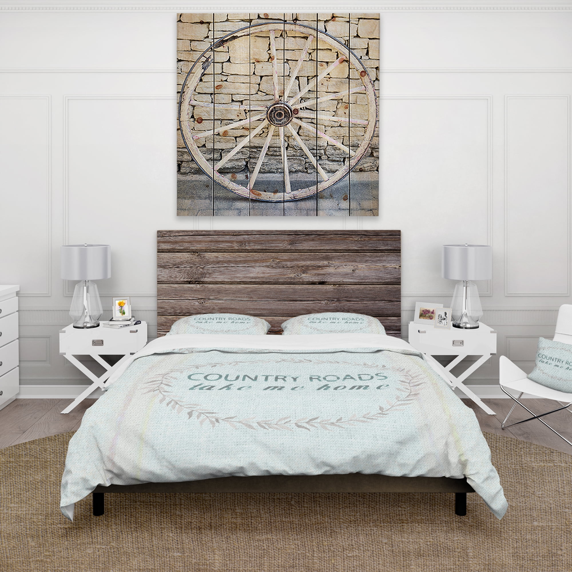 Designart 'Farmhouse Florals XIX' Farmhouse Duvet Cover Set