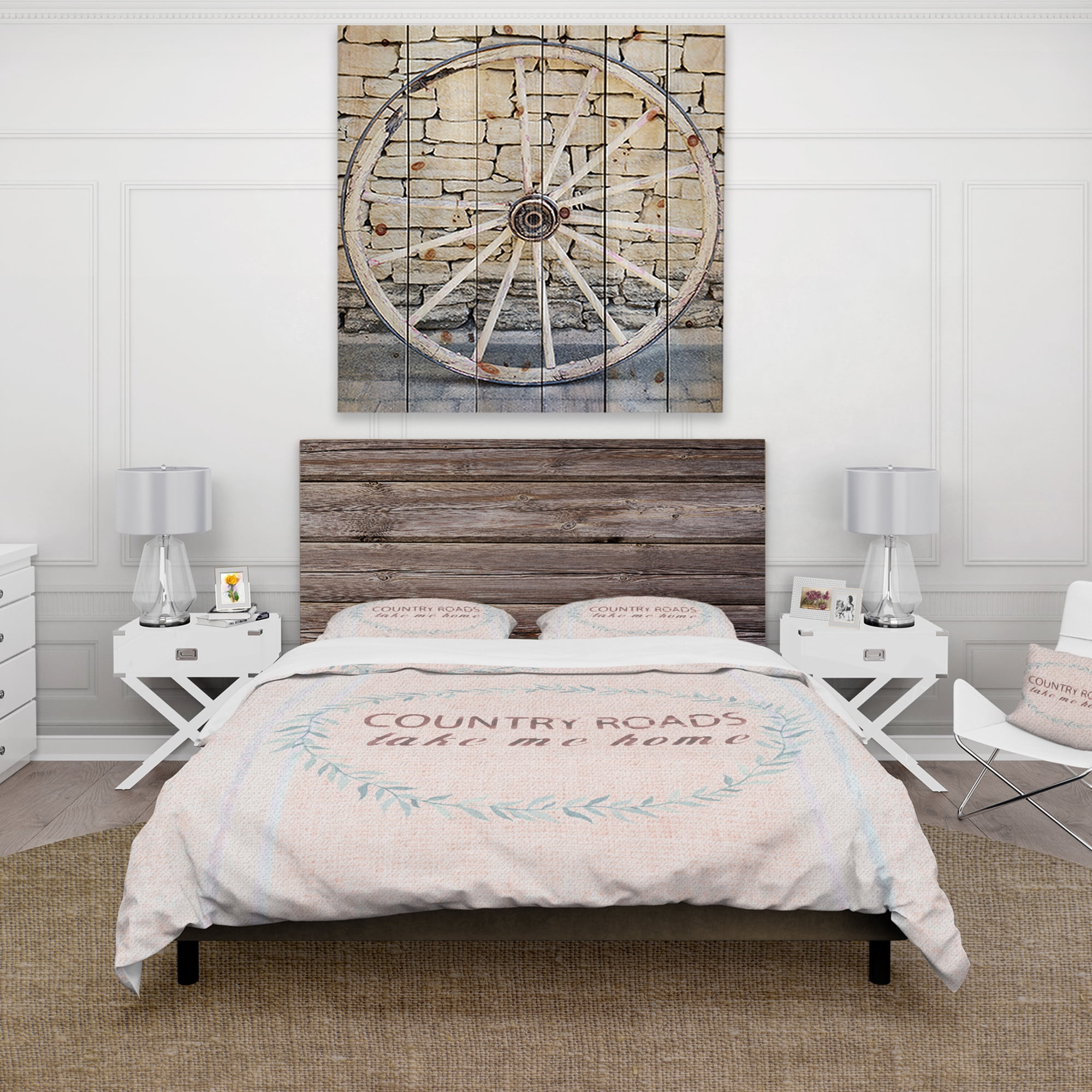 Designart 'Farmhouse Florals XX' Farmhouse Duvet Cover Set