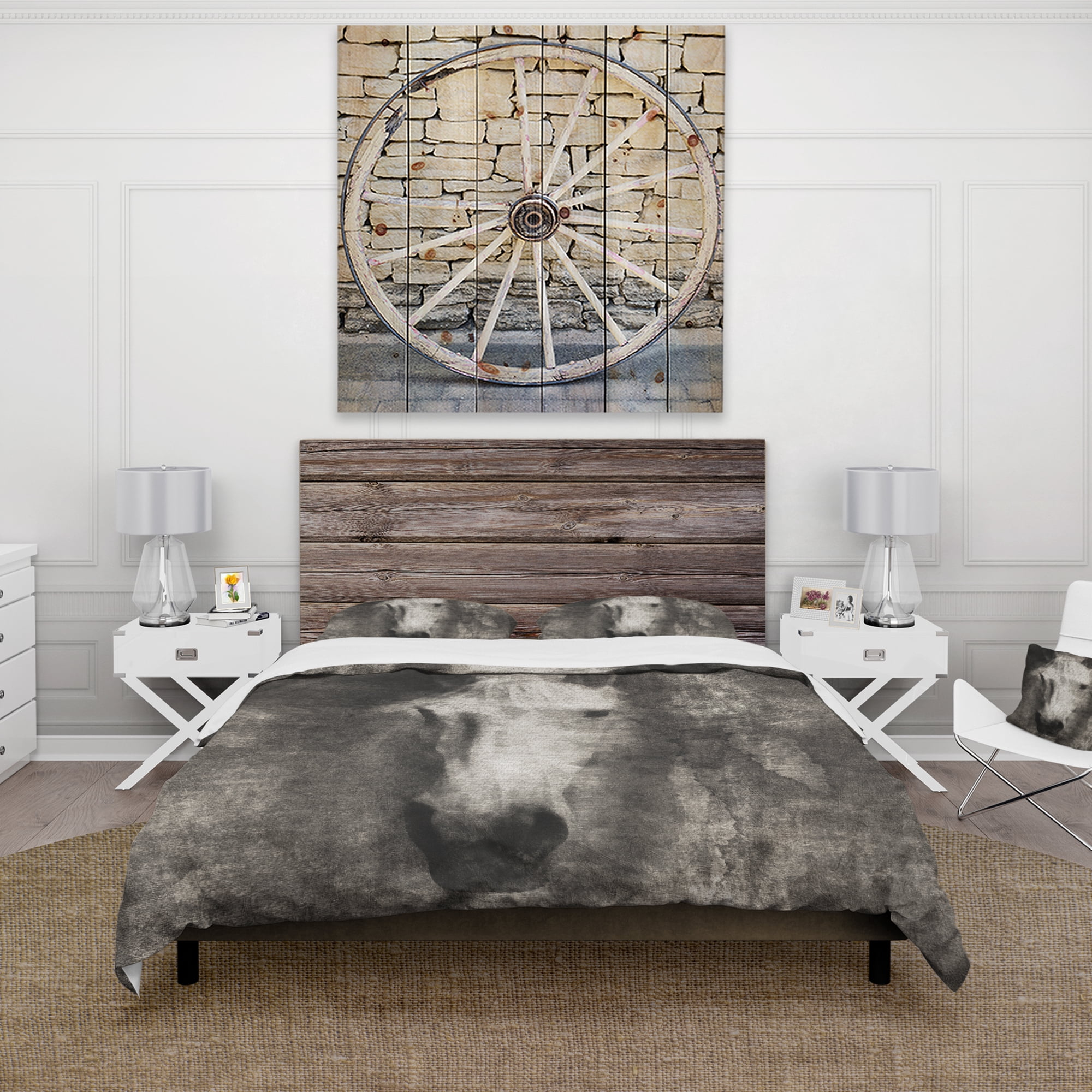 Designart 'Farmhouse Horse II' Farmhouse Duvet Cover Set