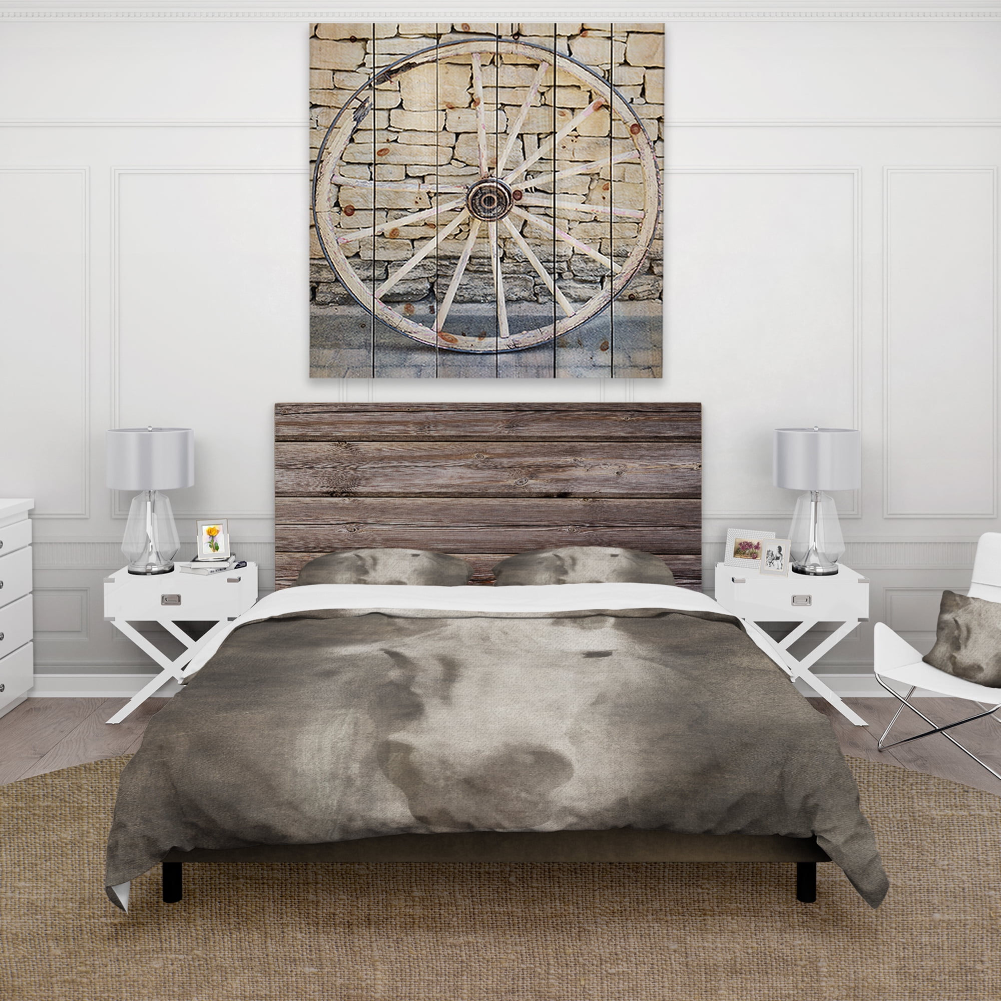 Designart 'Farmhouse Horse III' Farmhouse Duvet Cover Set