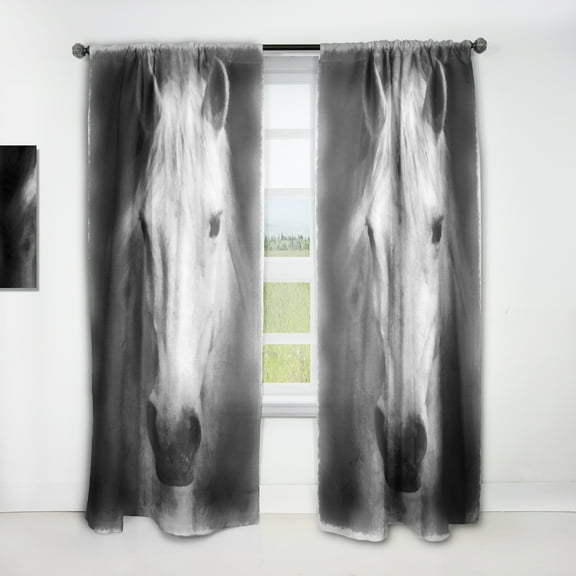Designart 'Farmhouse Horse Portrait I' Farmhouse Curtain Panel