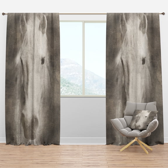 Designart 'Farmhouse Horse Portrait III' Farmhouse Blackout Curtain Panel