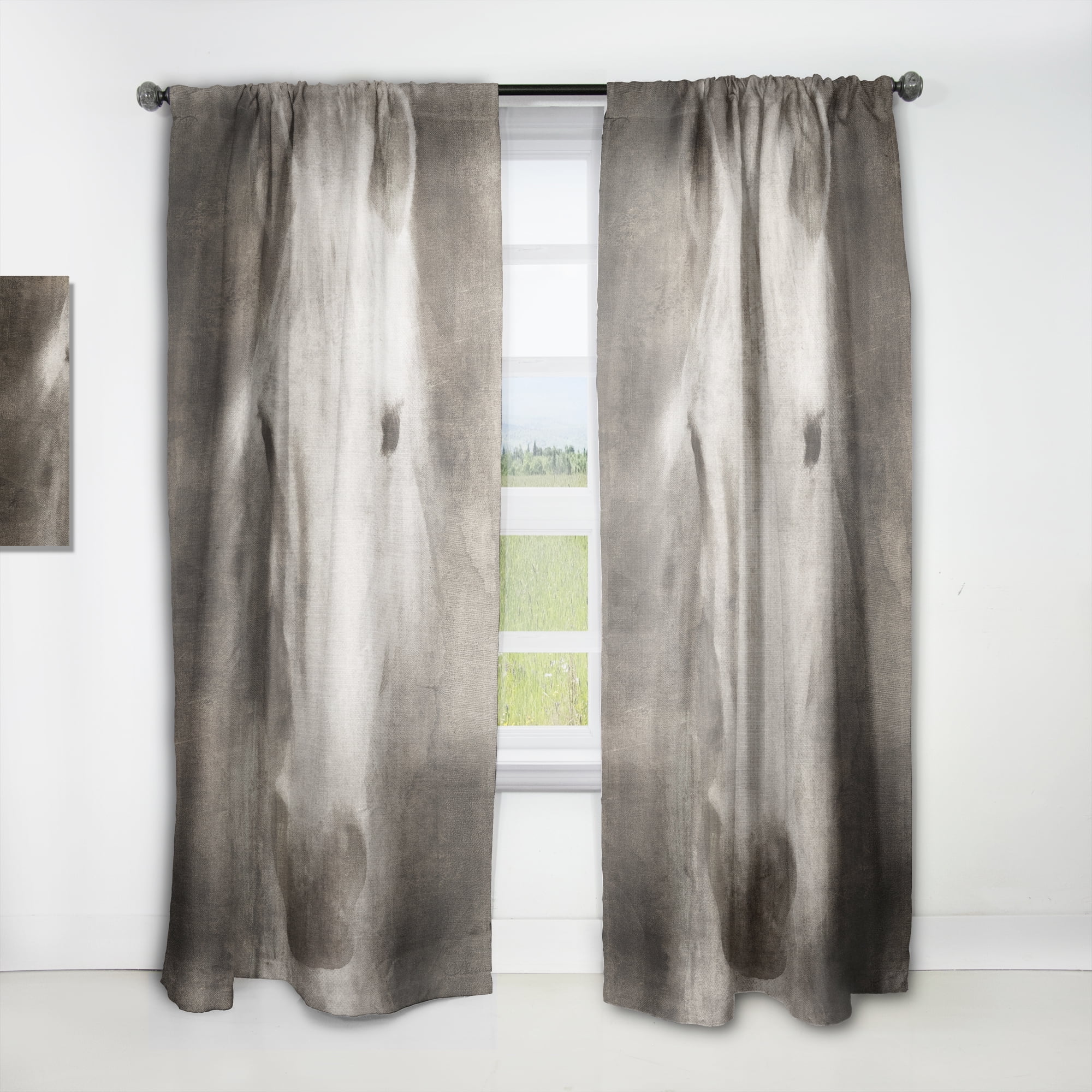 Designart 'Farmhouse Horse Portrait III' Farmhouse Curtain Panel
