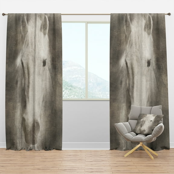Designart 'Farmhouse Horse Portrait III' Farmhouse Curtain Panel