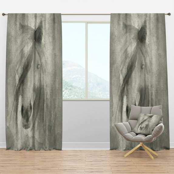 Designart 'Farmhouse Horse Portrait V' Farmhouse Blackout Curtain Panel
