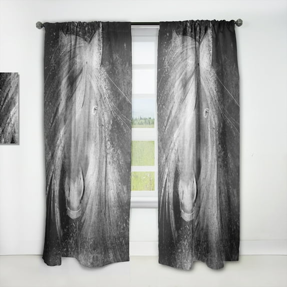 Designart 'Farmhouse Horse Portrait VI' Farmhouse Curtain Panel