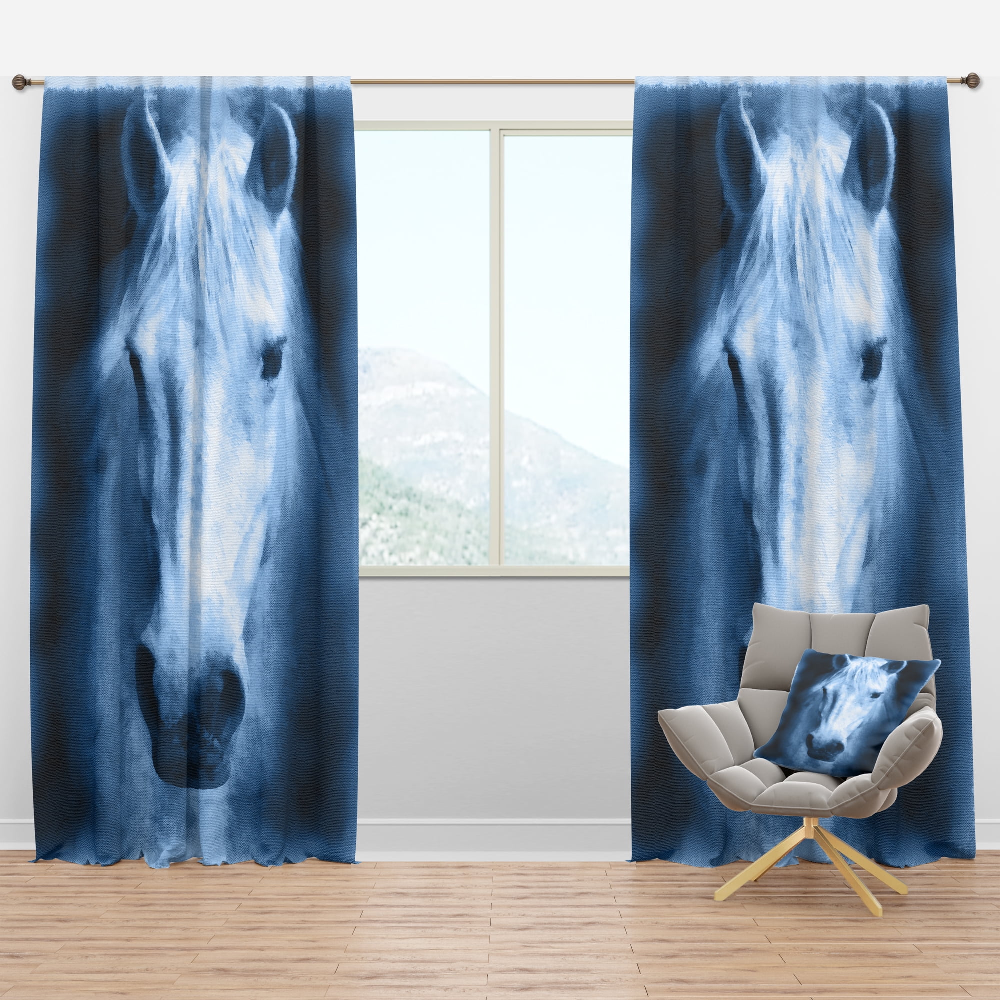 Designart 'Farmhouse Horse Portrait VII' Farmhouse Blackout Curtain Panel