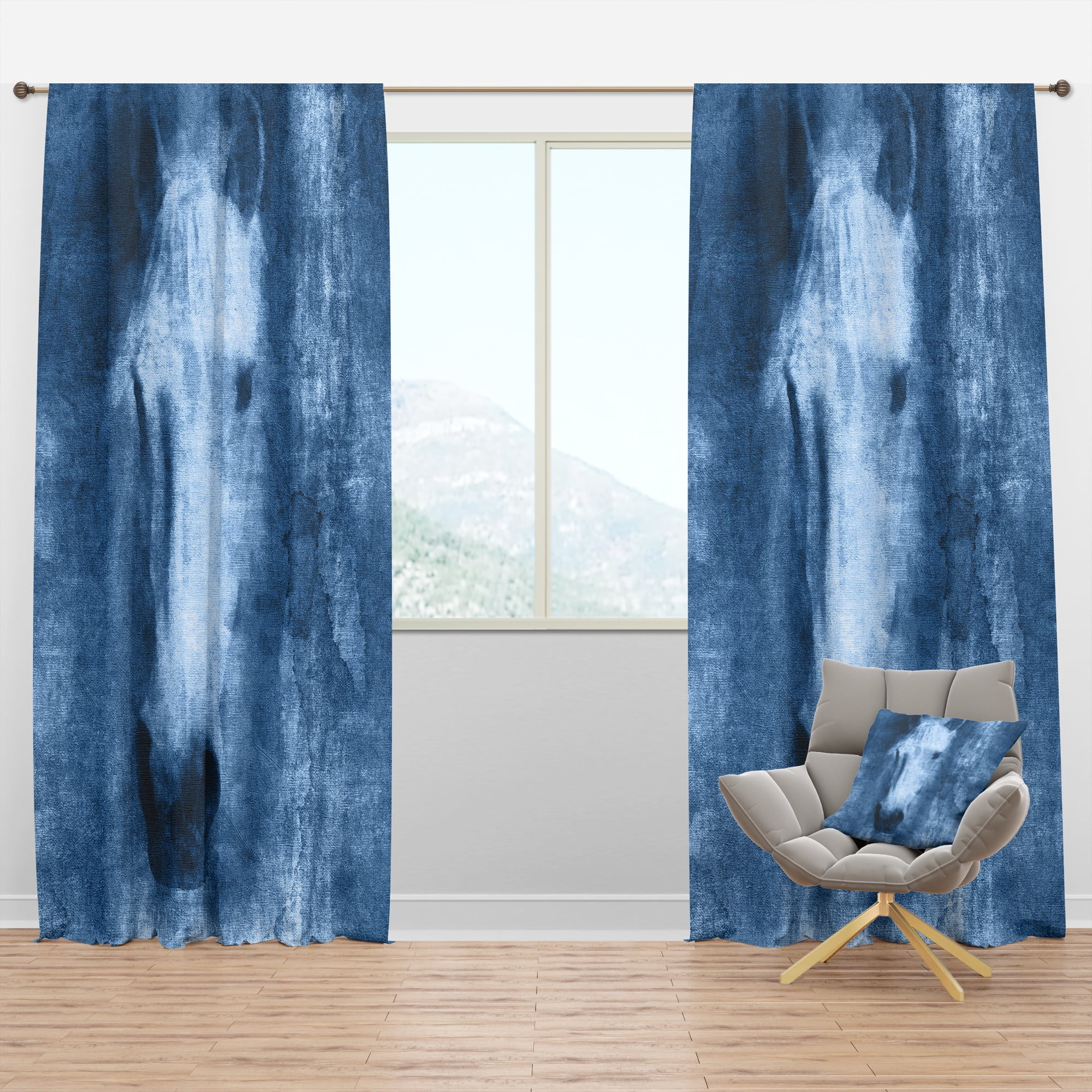 Designart 'Farmhouse Horse Portrait VIII' Farmhouse Blackout Curtain Panel