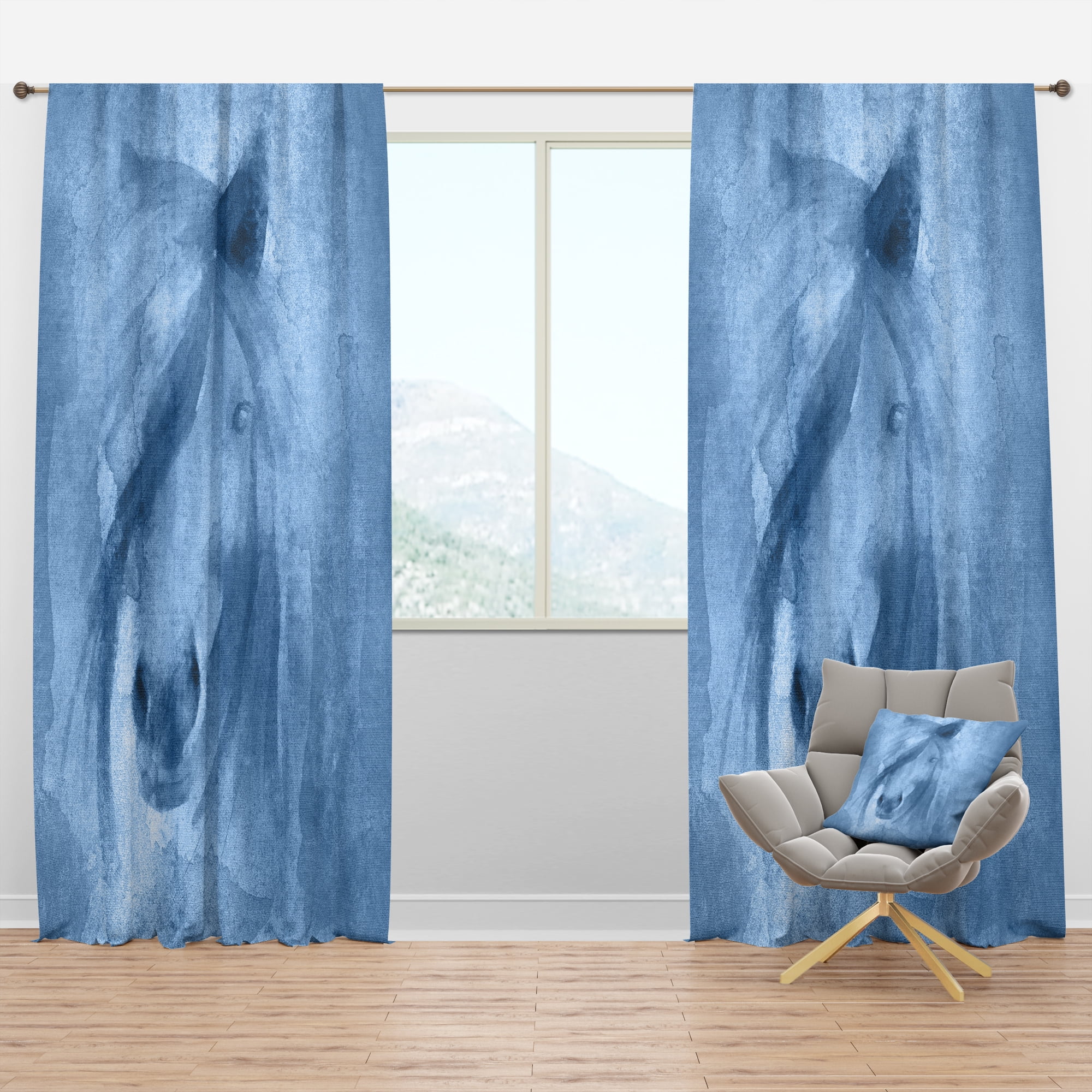 Designart 'Farmhouse Horse Portrait XI' Farmhouse Curtain Panel