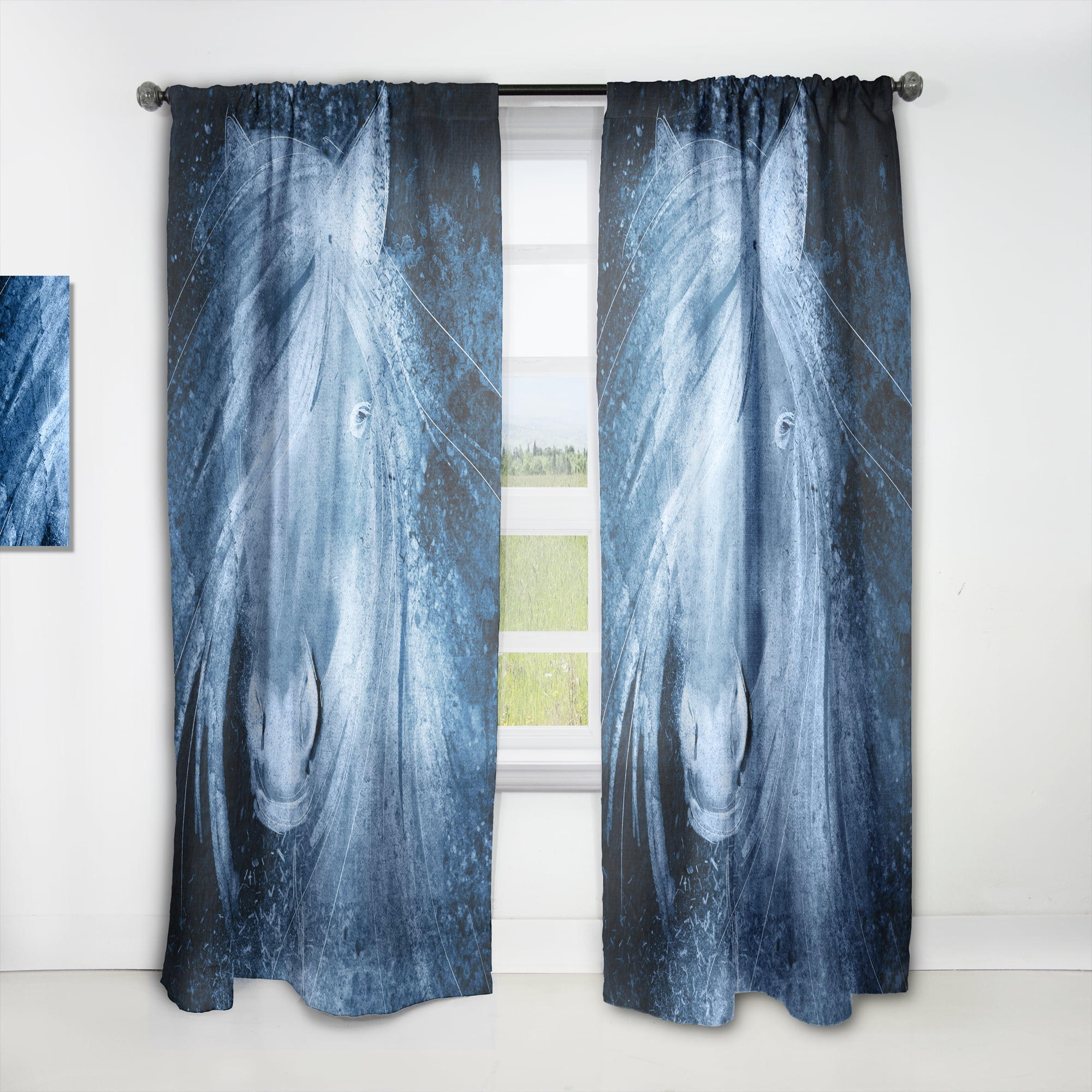 Designart 'Farmhouse Horse Portrait XII' Farmhouse Curtain Panel