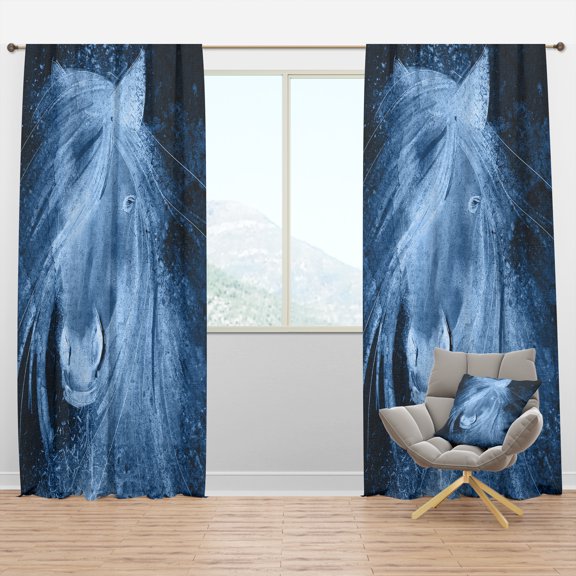 Designart 'Farmhouse Horse Portrait XII' Farmhouse Curtain Panel