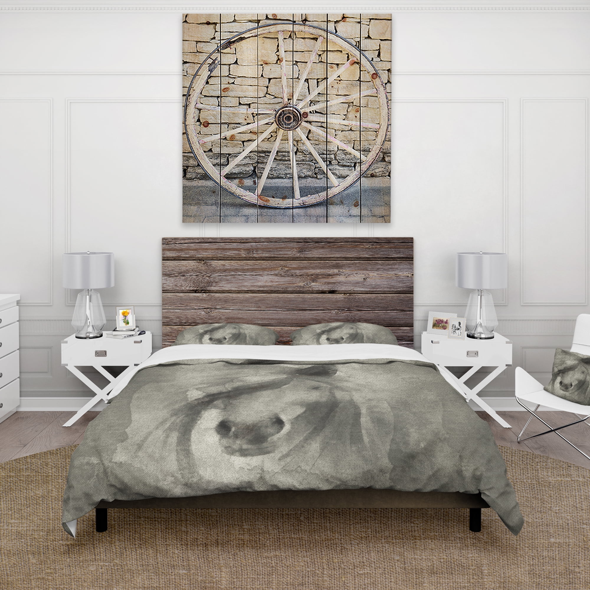Designart 'Farmhouse Horse V' Farmhouse Duvet Cover Set