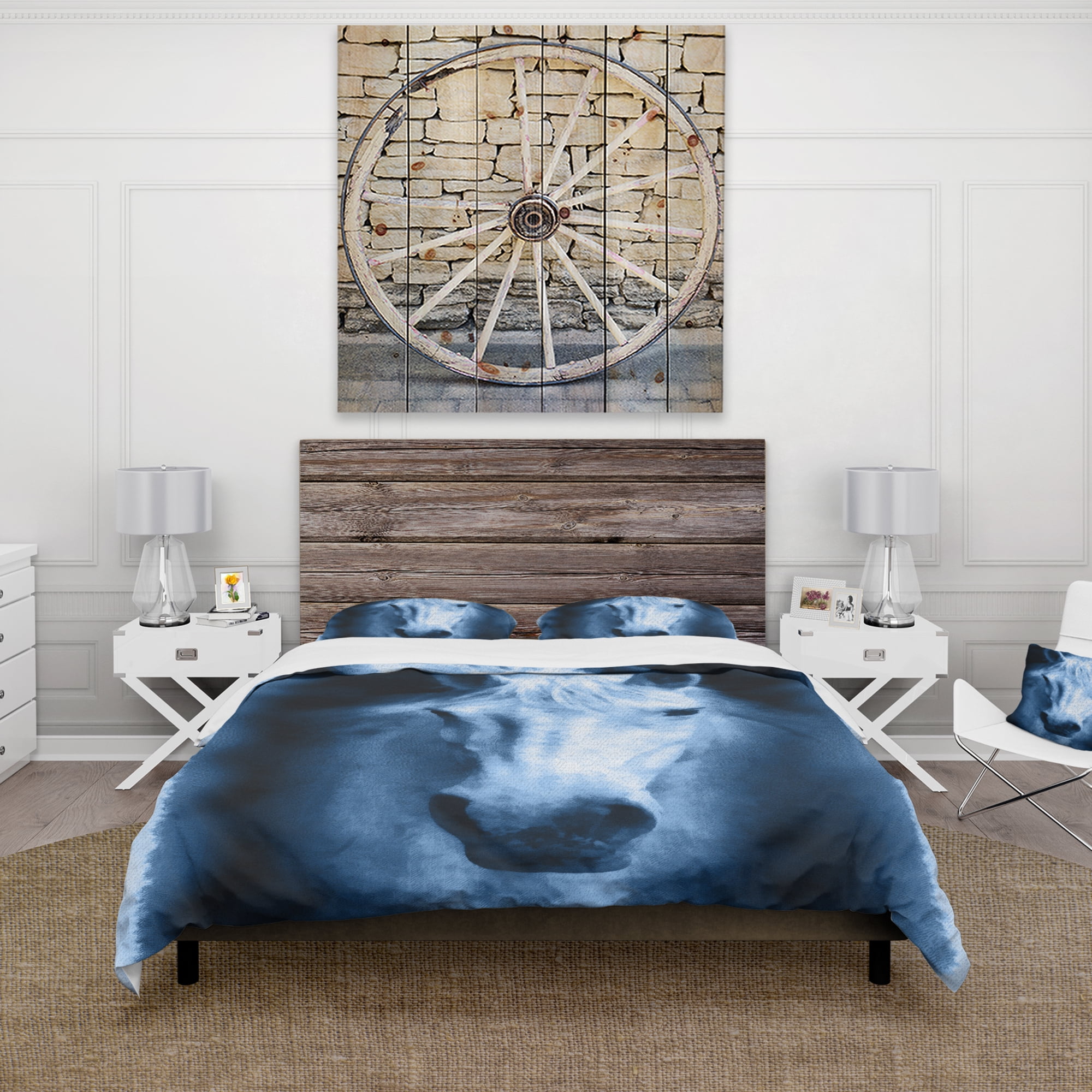 Designart 'Farmhouse Horse VII' Farmhouse Duvet Cover Set