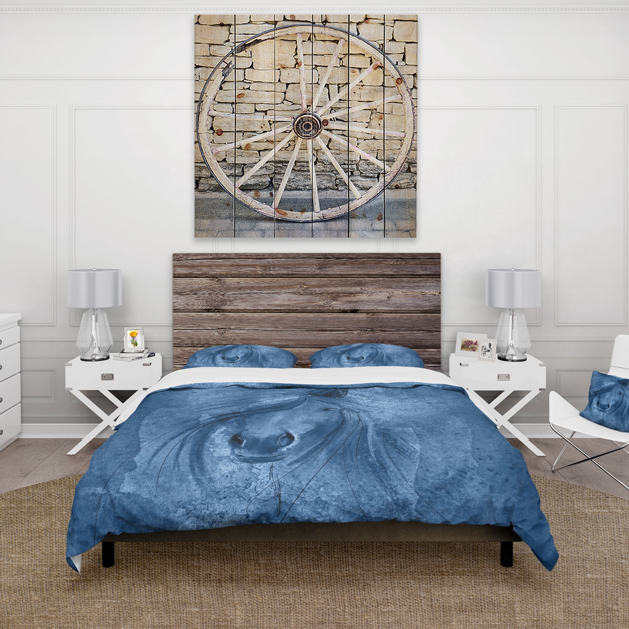 Designart 'Farmhouse Horse X' Farmhouse Duvet Cover Set