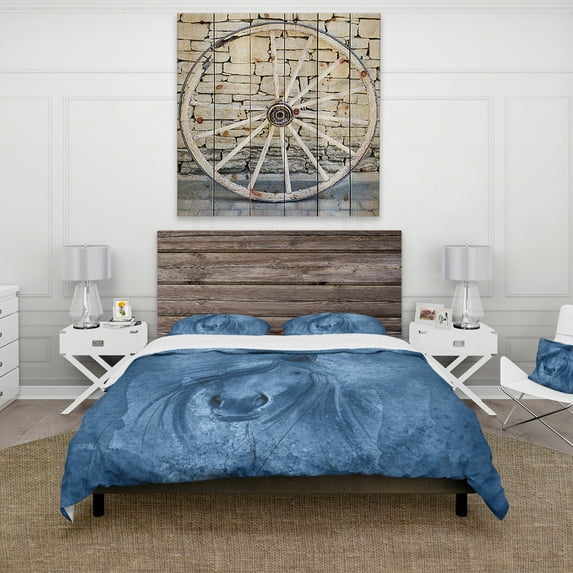 Designart 'Farmhouse Horse X' Farmhouse Duvet Cover Set