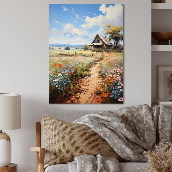Designart "Farmhouse Impressionist landscapes I" Landscape & Nature Metal Art Print