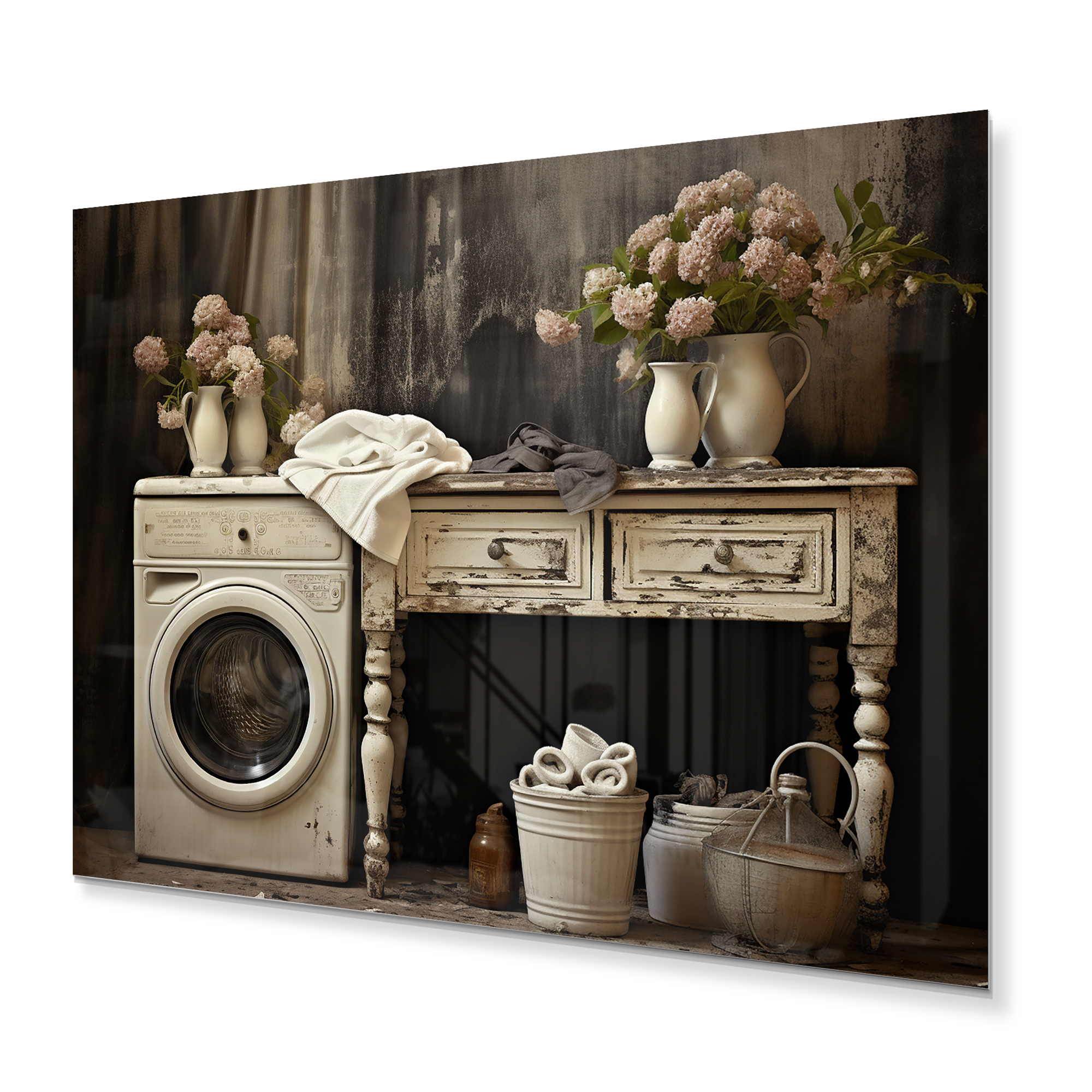 Designart "Farmhouse Laundry beauty II" Bath & Laundry Metal Wall Art ...