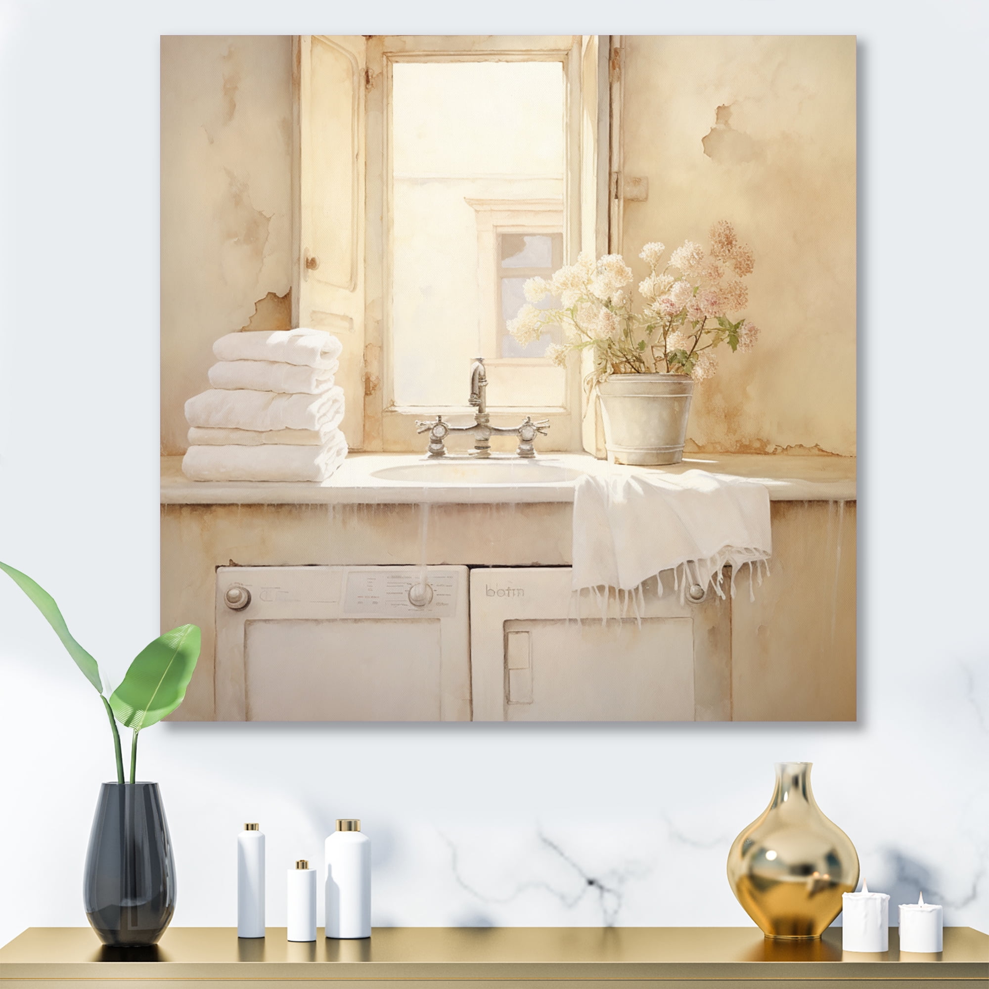 Designart "Farmhouse Laundry beauty V" Bath & Laundry Metal Wall Decor ...