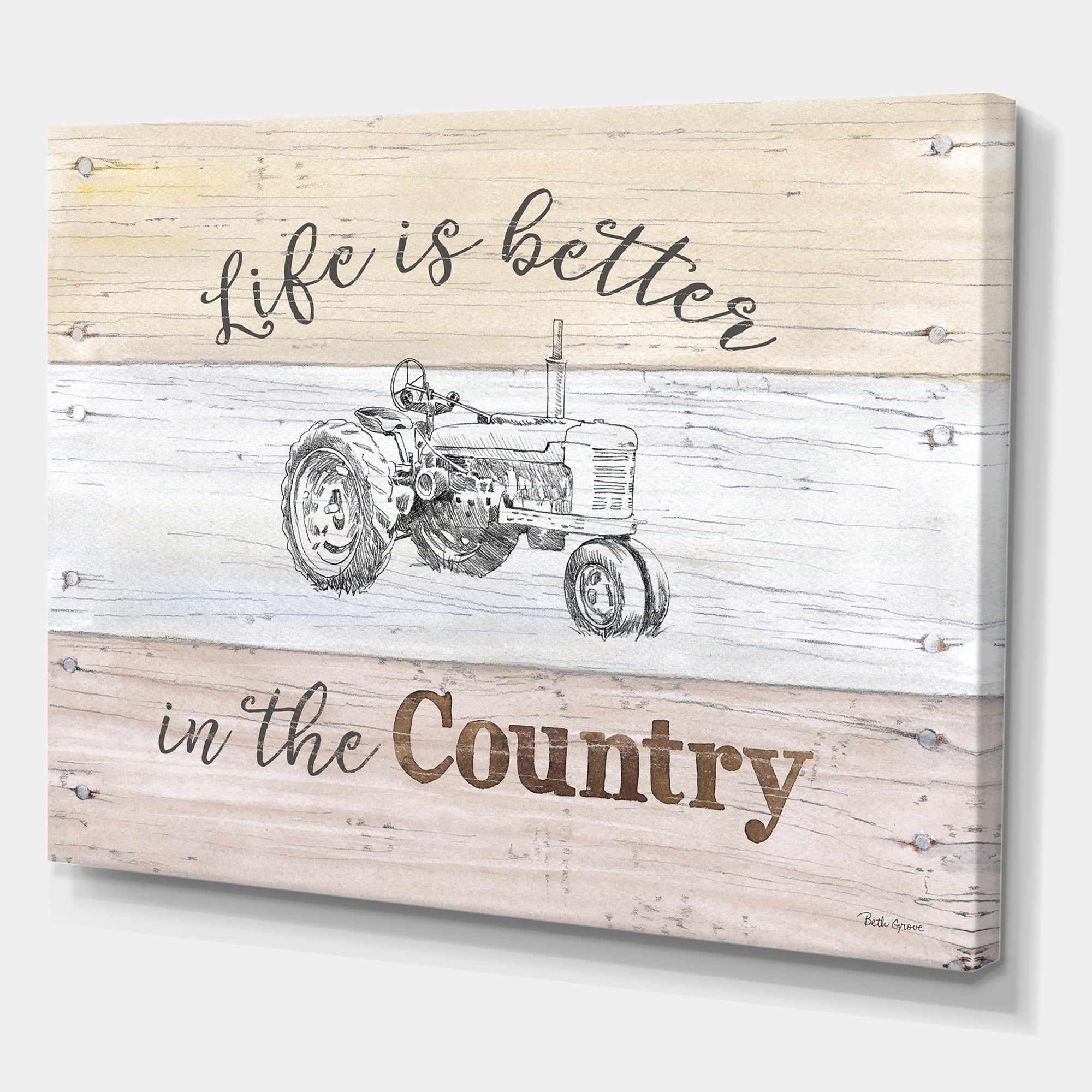 Designart 'Farmhouse Moment Tractors' Farmhouse Canvas Artwork